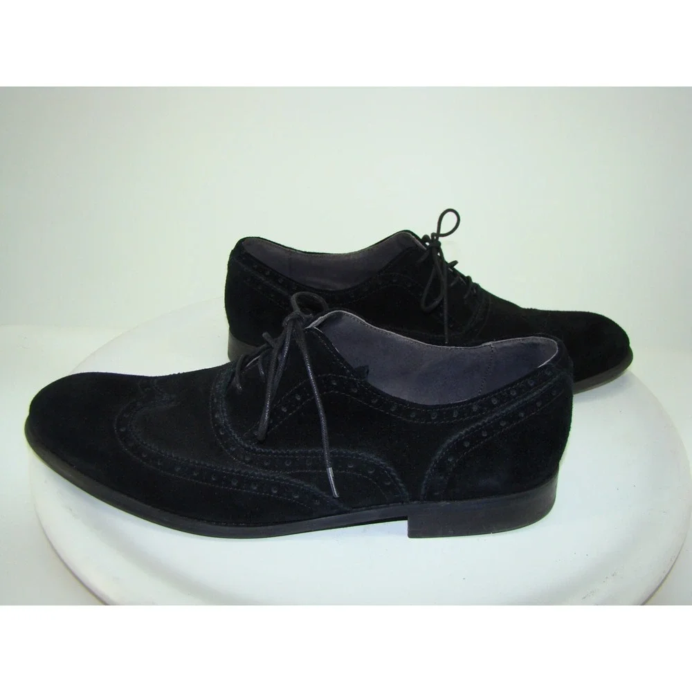 JOHN VARVATOS USA BLACK SUEDE WINGTIP OXFORD SHOES SIZE 13M   C134